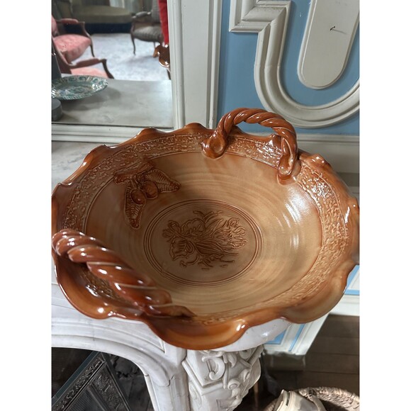 French vintage rustic decorative bowl large centerpiece or fruit bowl handmade - Picture 2 of 4